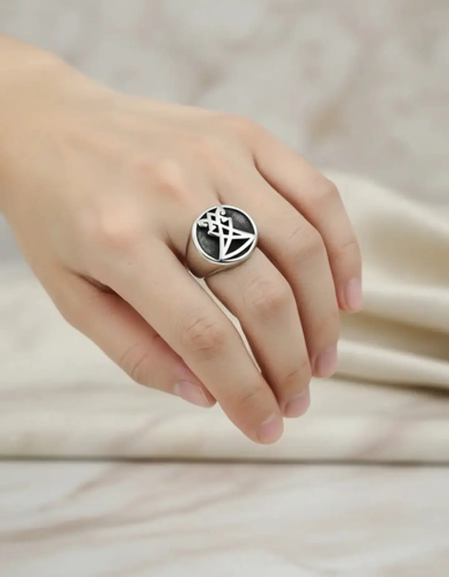 Anillo Color Plata Sello Sigil Acero Inoxidable Para Hombre 11