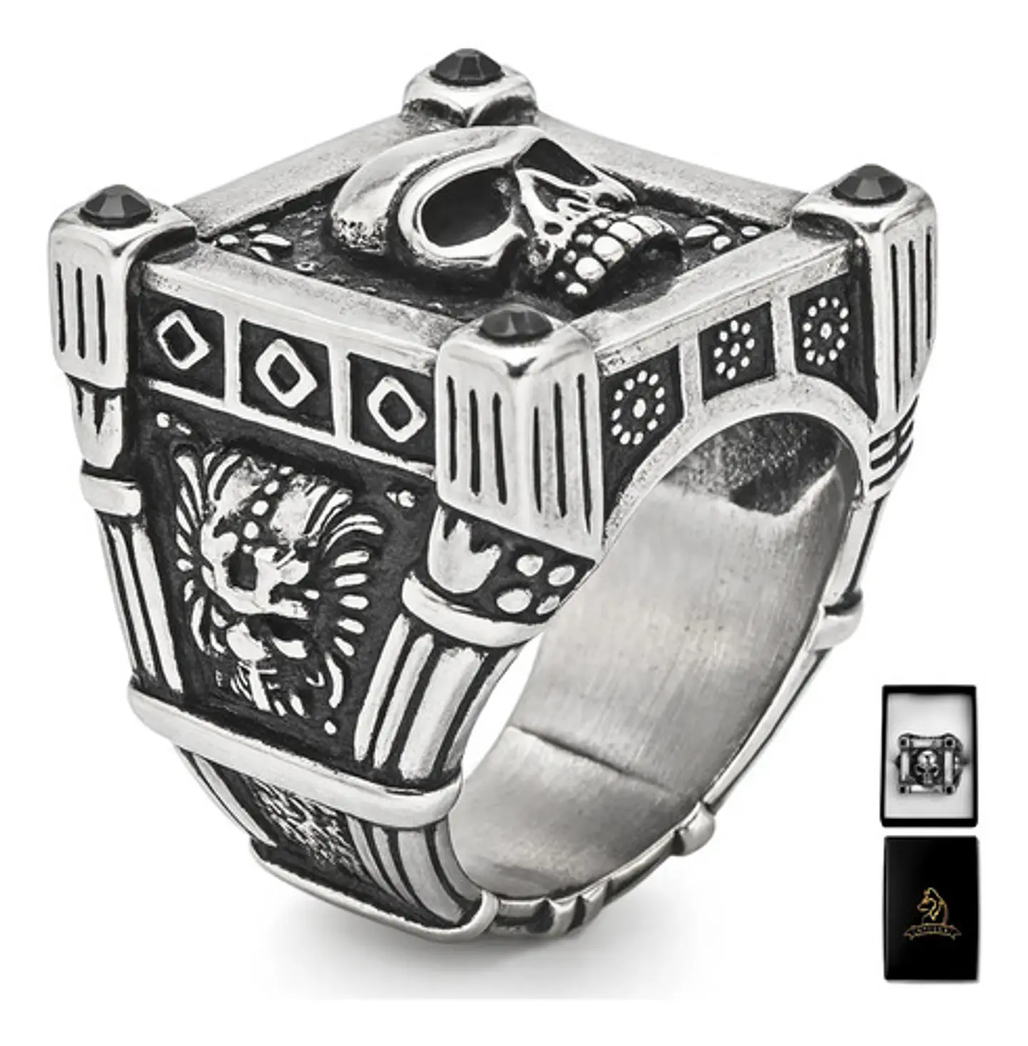Anillo Grande Cráneo Color Plata Calavera Skull Para Hombre 1
