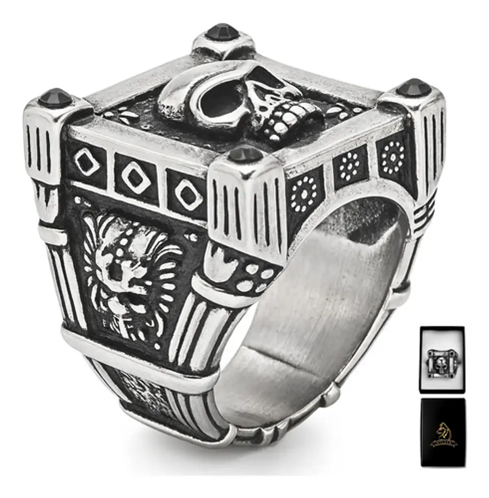 Anillo Grande Cráneo Color Plata Calavera Skull Para Hombre 1