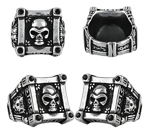 Anillo Grande Cráneo Color Plata Calavera Skull Para Hombre