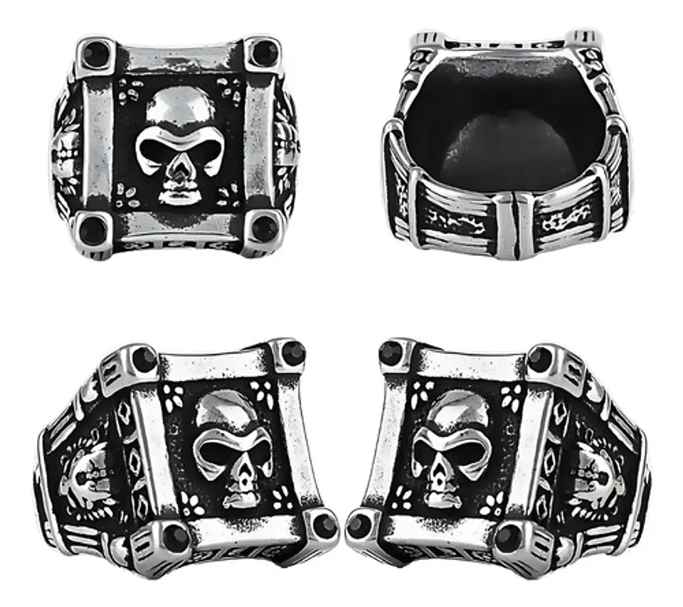 Anillo Grande Cráneo Color Plata Calavera Skull Para Hombre 2