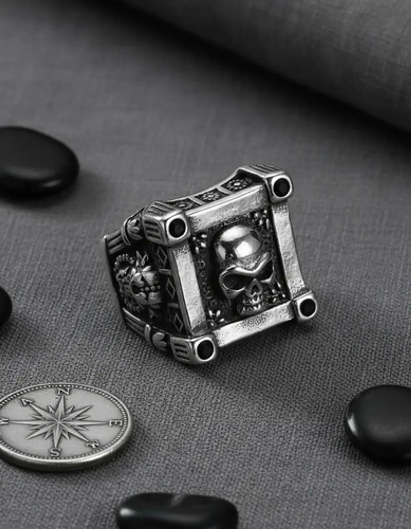 Anillo Grande Cráneo Color Plata Calavera Skull Para Hombre 8