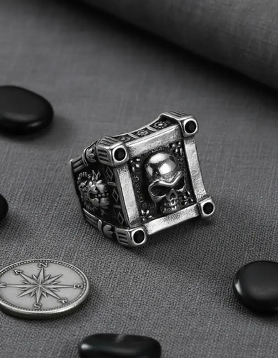 Anillo Grande Cráneo Color Plata Calavera Skull Para Hombre 8