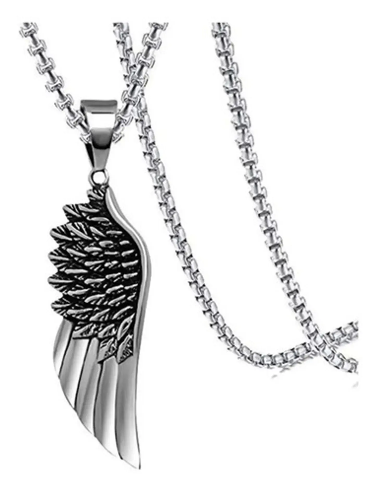 Collar Color Plata Acero Inoxidable Ala Soñador Para Hombre 1