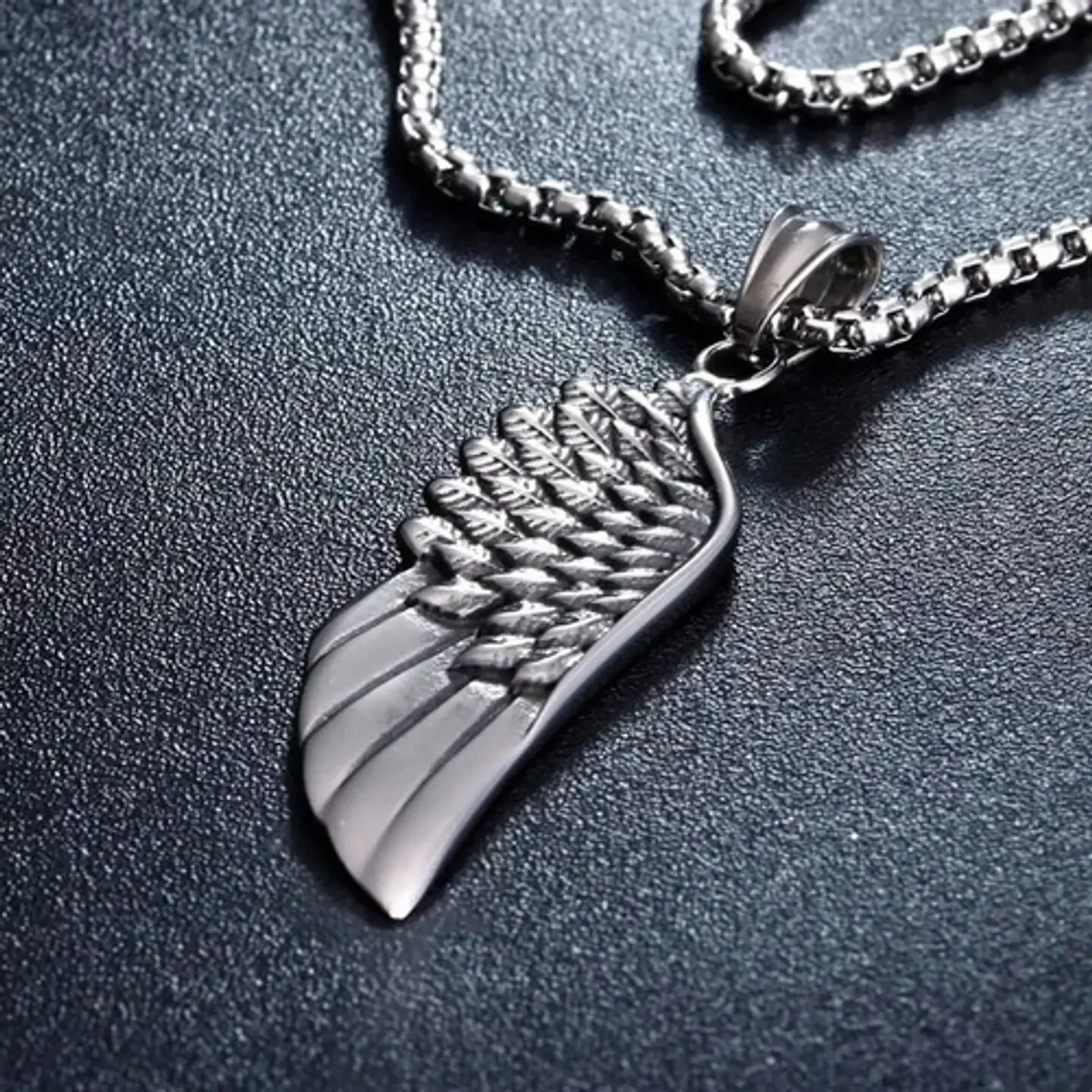 Collar Color Plata Acero Inoxidable Ala Soñador Para Hombre 6