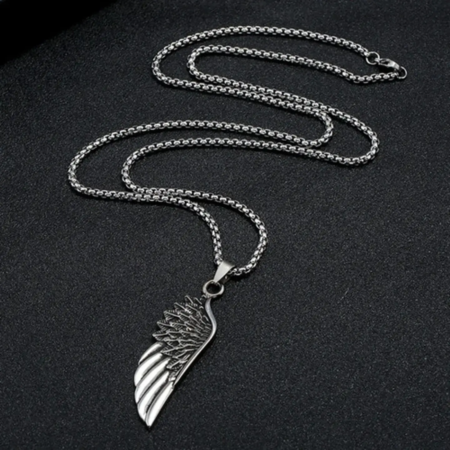 Collar Color Plata Acero Inoxidable Ala Soñador Para Hombre 7