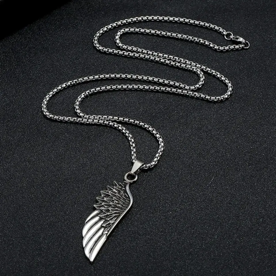 Collar Color Plata Acero Inoxidable Ala Soñador Para Hombre 7