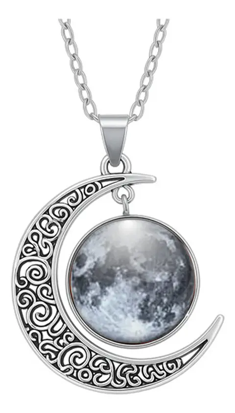 Collar Cadena Gargantilla Mujer Media Luna Galaxia Nebulosa