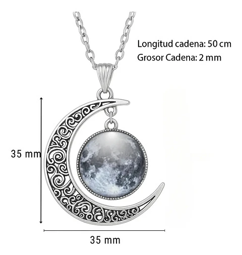 Collar Cadena Gargantilla Mujer Media Luna Galaxia Nebulosa