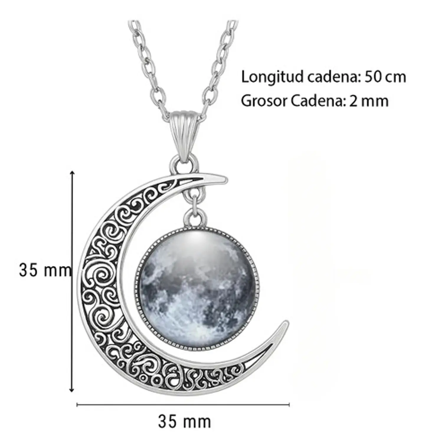 Collar Cadena Gargantilla Mujer Media Luna Galaxia Nebulosa 2