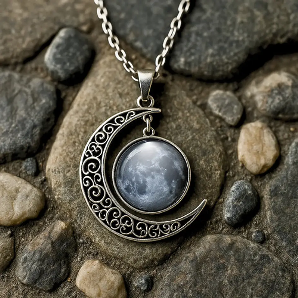 Collar Cadena Gargantilla Mujer Media Luna Galaxia Nebulosa 9