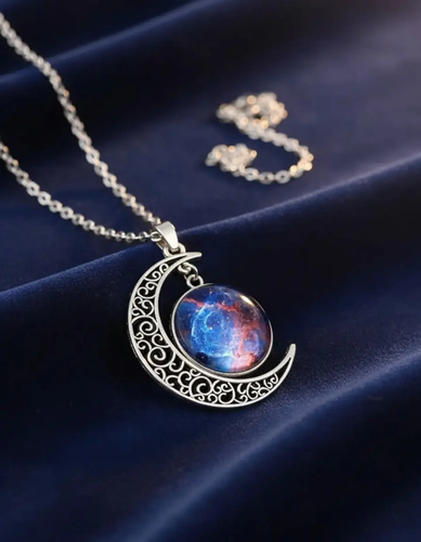 Collar Cadena Gargantilla Mujer Media Luna Galaxia Nebulosa 17