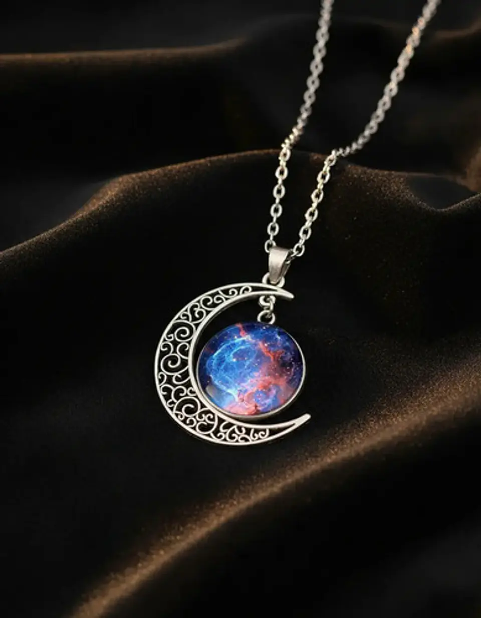 Collar Cadena Gargantilla Mujer Media Luna Galaxia Nebulosa 18