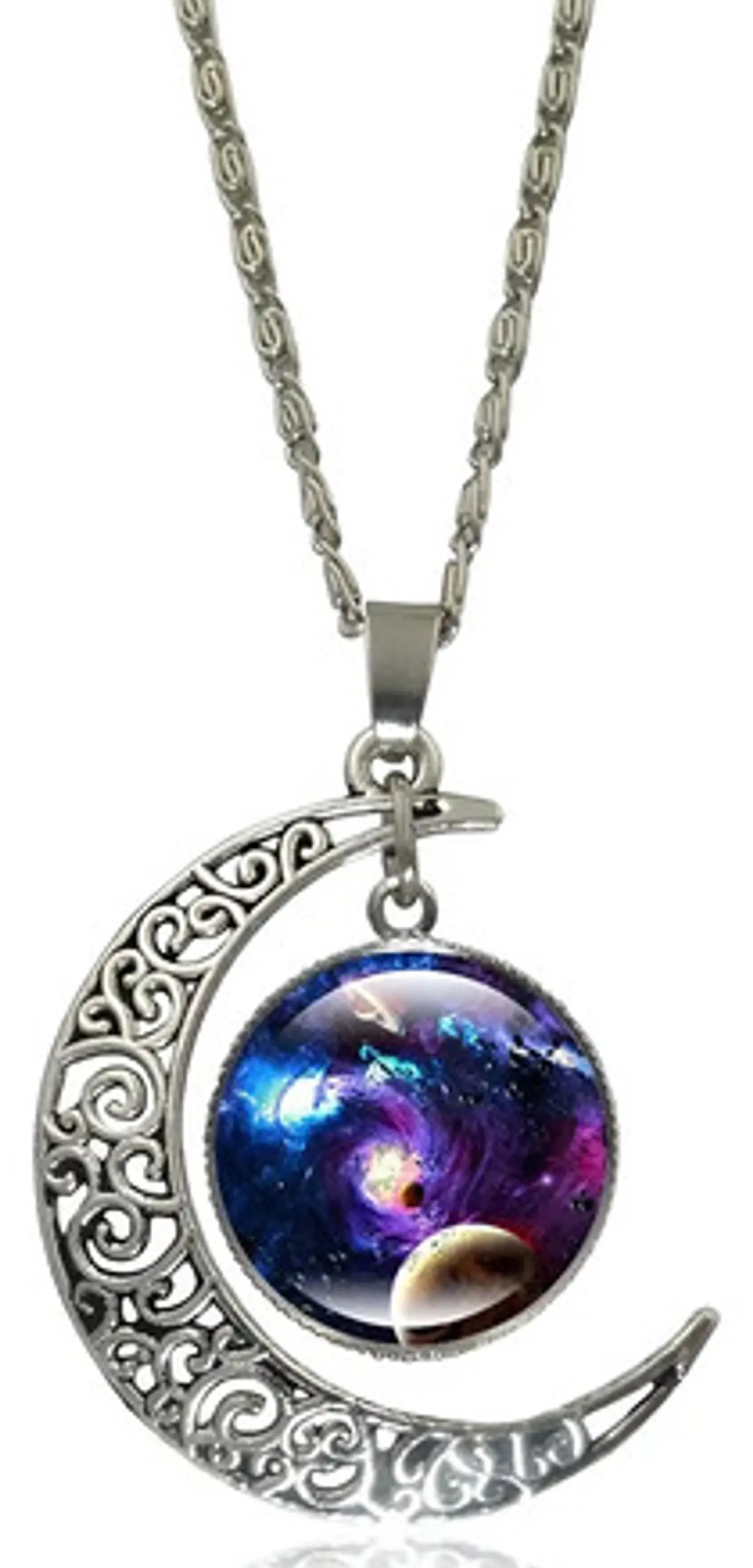 Collar Cadena Gargantilla Mujer Media Luna Galaxia Nebulosa 21