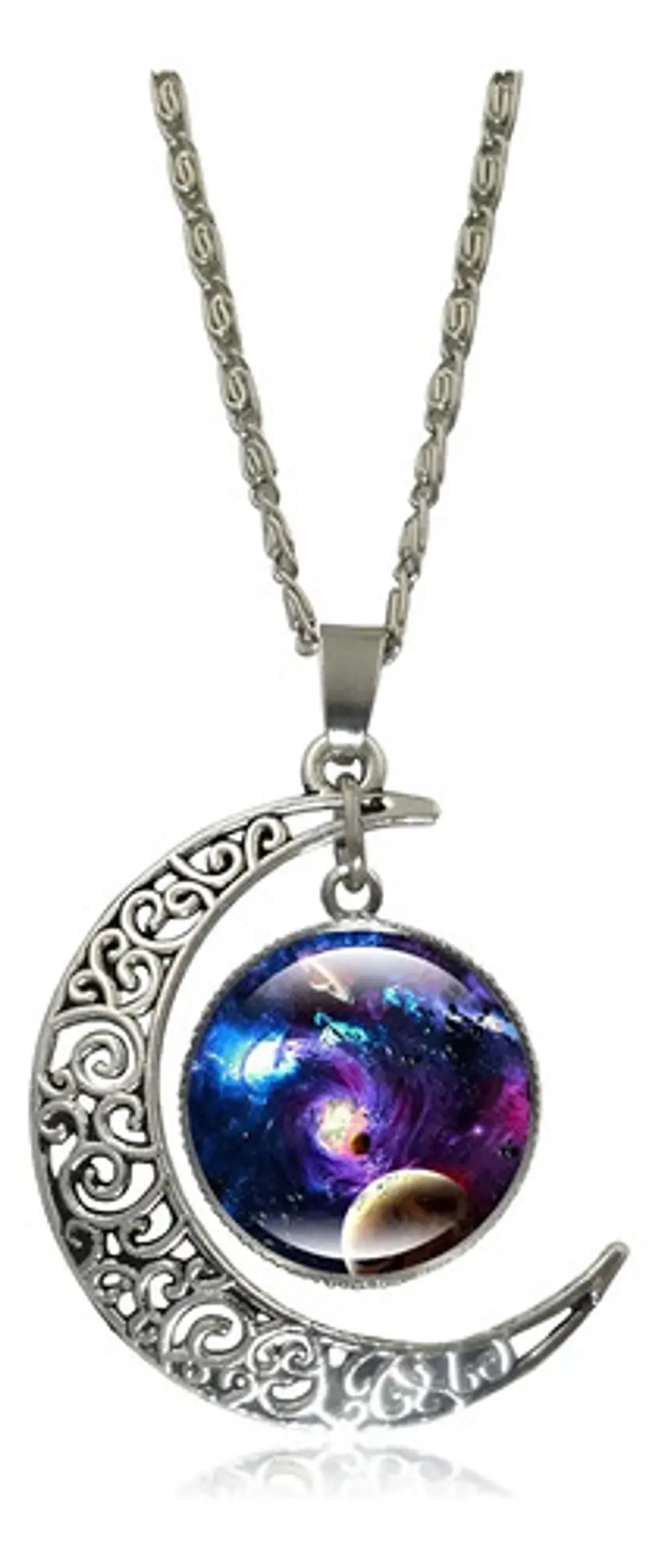 Collar Cadena Gargantilla Mujer Media Luna Galaxia Nebulosa 21