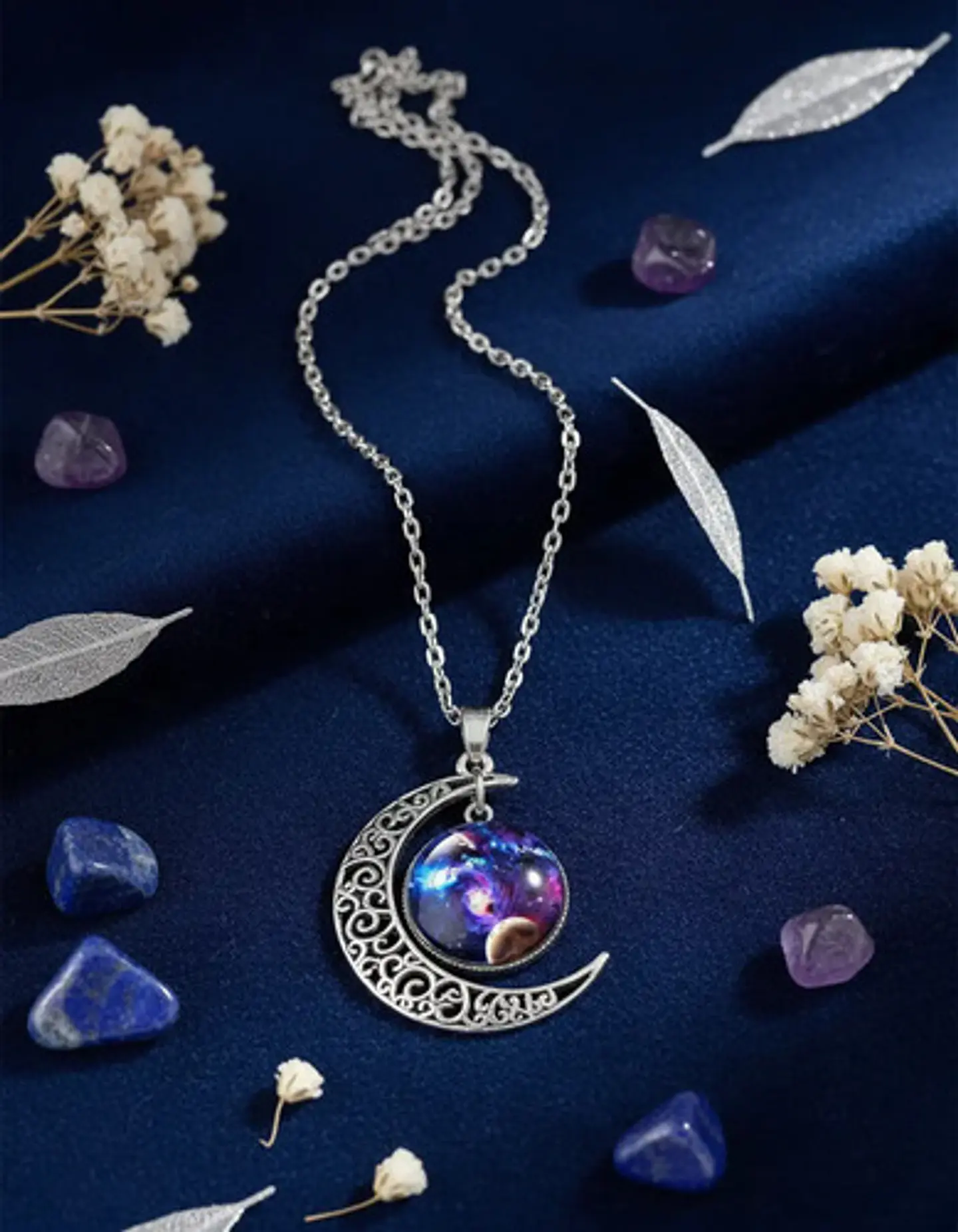 Collar Cadena Gargantilla Mujer Media Luna Galaxia Nebulosa 22