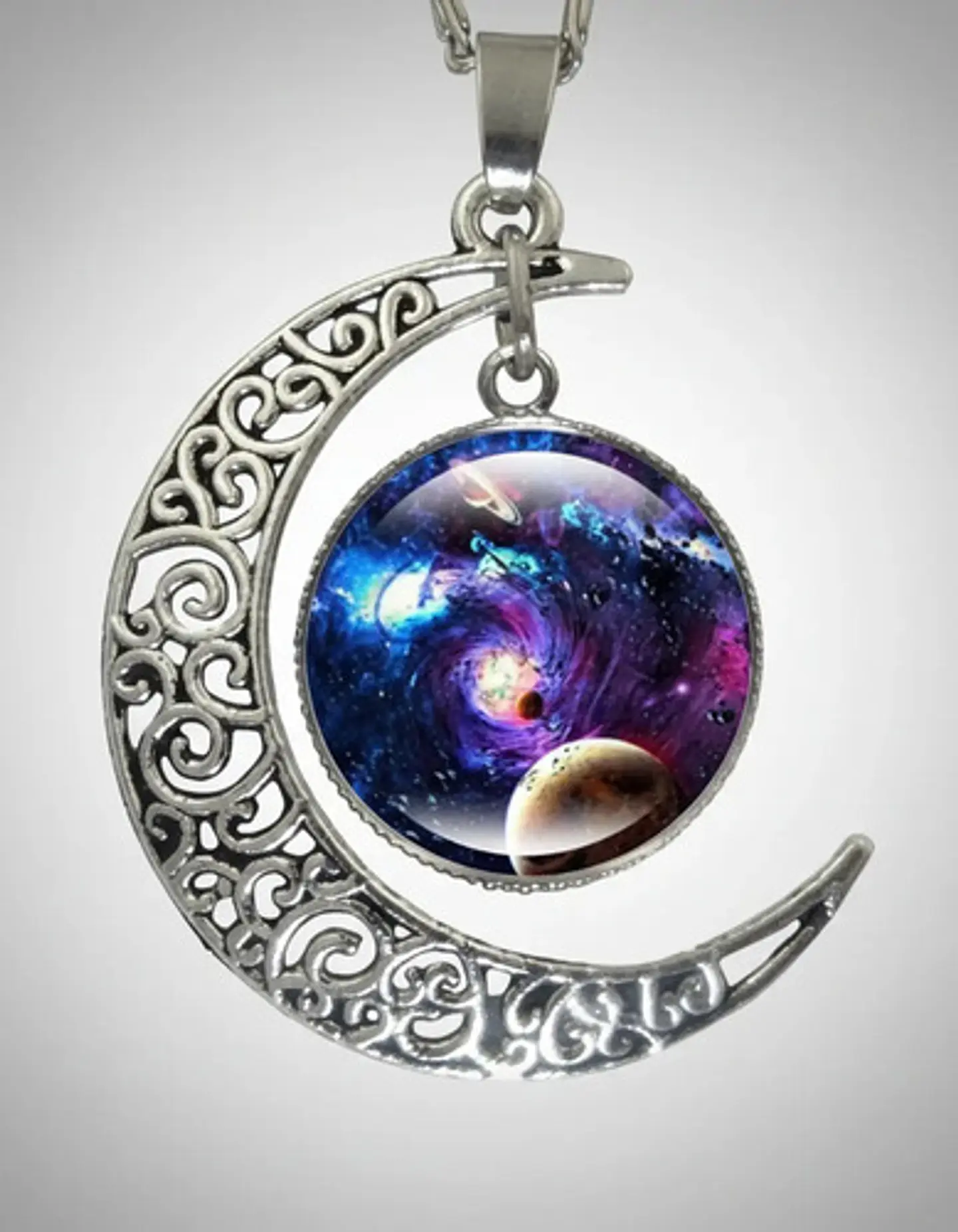 Collar Cadena Gargantilla Mujer Media Luna Galaxia Nebulosa 23