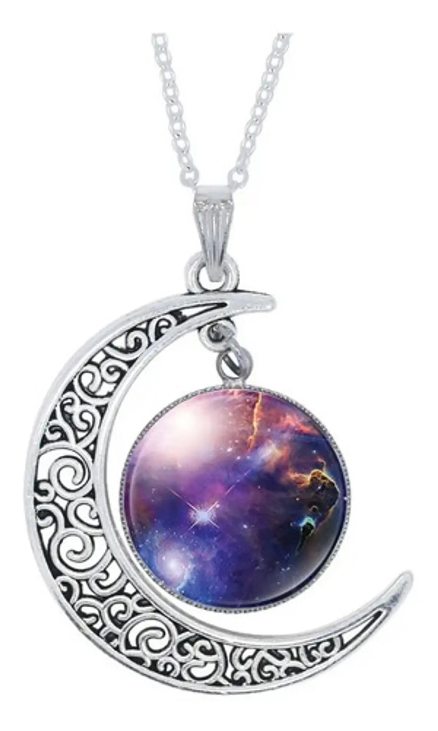Collar Cadena Gargantilla Mujer Media Luna Galaxia Nebulosa 24