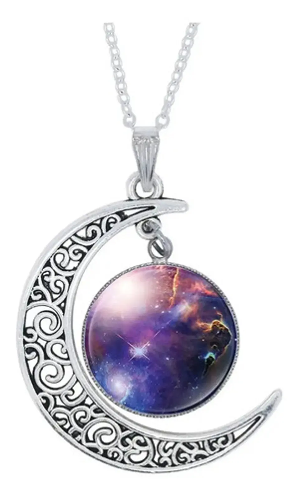 Collar Cadena Gargantilla Mujer Media Luna Galaxia Nebulosa 24