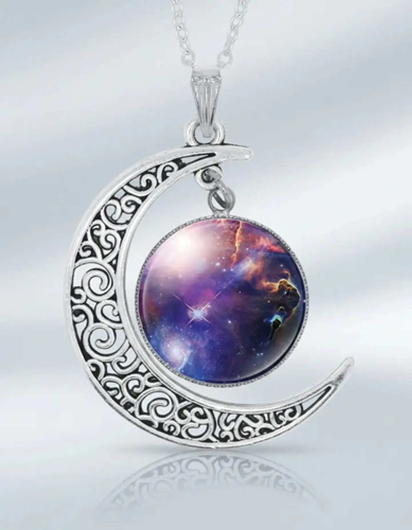 Collar Cadena Gargantilla Mujer Media Luna Galaxia Nebulosa 25
