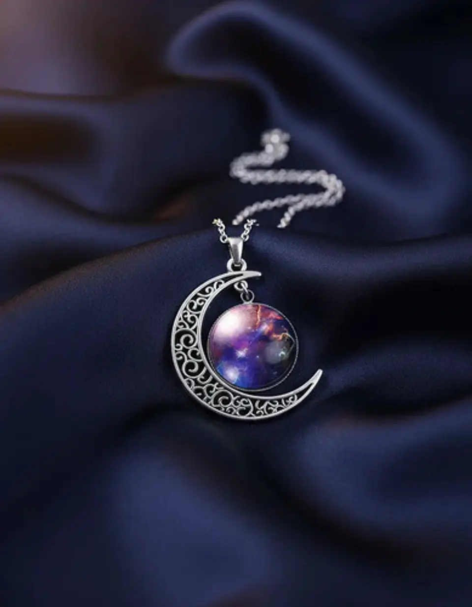 Collar Cadena Gargantilla Mujer Media Luna Galaxia Nebulosa 26