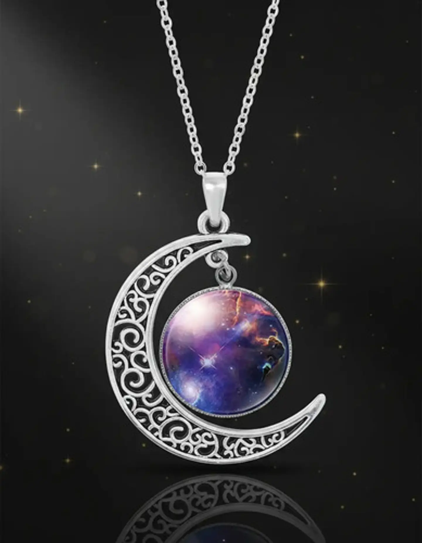 Collar Cadena Gargantilla Mujer Media Luna Galaxia Nebulosa 27