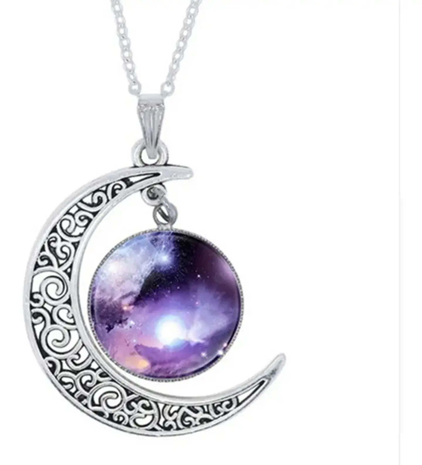 Collar Cadena Gargantilla Mujer Media Luna Galaxia Nebulosa 30