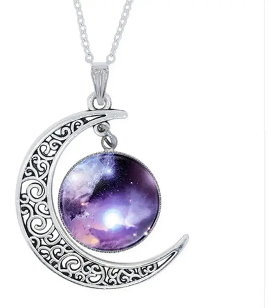 Collar Cadena Gargantilla Mujer Media Luna Galaxia Nebulosa 30