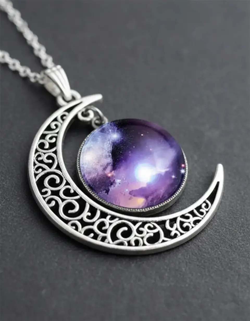 Collar Cadena Gargantilla Mujer Media Luna Galaxia Nebulosa 32