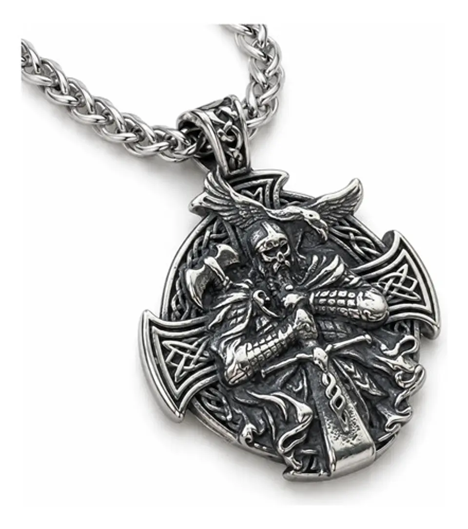 Collar Vikingo En Acero Para Hombres Dije Odín Nórdico 1