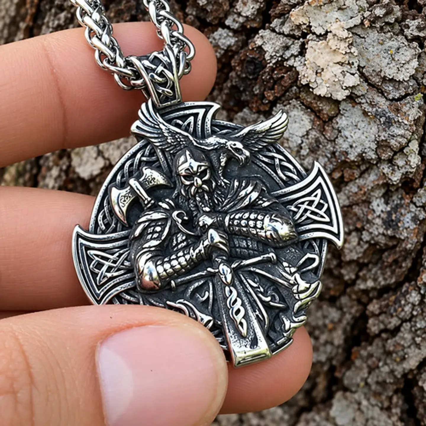 Collar Vikingo En Acero Para Hombres Dije Odín Nórdico 6