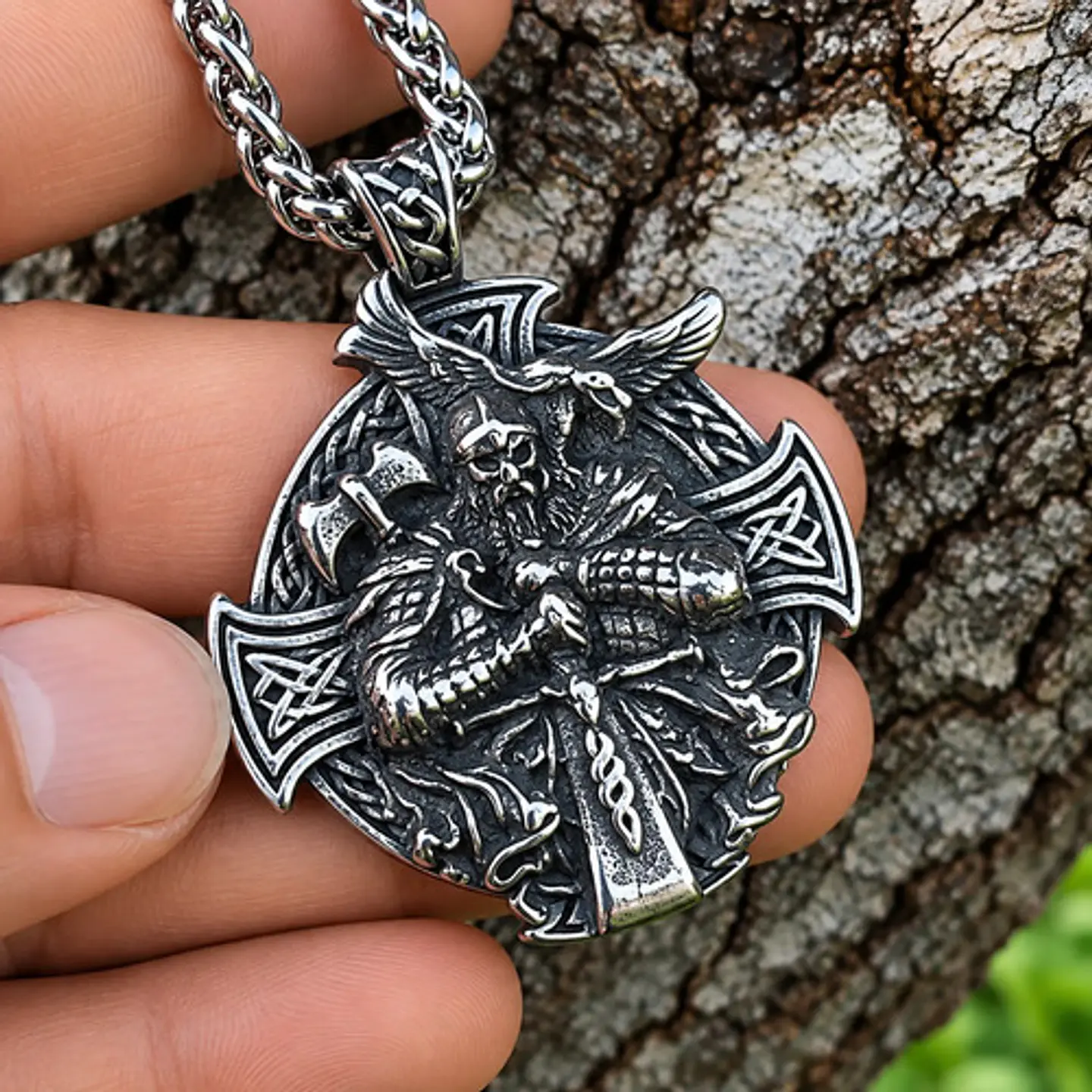 Collar Vikingo En Acero Para Hombres Dije Odín Nórdico 8