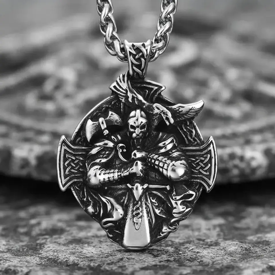 Collar Vikingo En Acero Para Hombres Dije Odín Nórdico 11