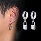 Aretes Pendientes Candado Color Oro Minimalista Hombre Mujer - Miniatura 2