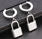 Aretes Pendientes Candado Color Oro Minimalista Hombre Mujer - Miniatura 3