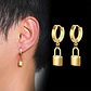 Aretes Pendientes Candado Color Oro Minimalista Hombre Mujer - Miniatura 6