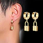 Aretes Pendientes Candado Color Oro Minimalista Hombre Mujer - Miniatura 8