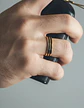 Anillo Argolla Color Oro Clásico Banda Doble Linea Hombre - Miniatura 2