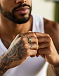 Anillo Argolla Color Oro Clásico Banda Doble Linea Hombre - Miniatura 7