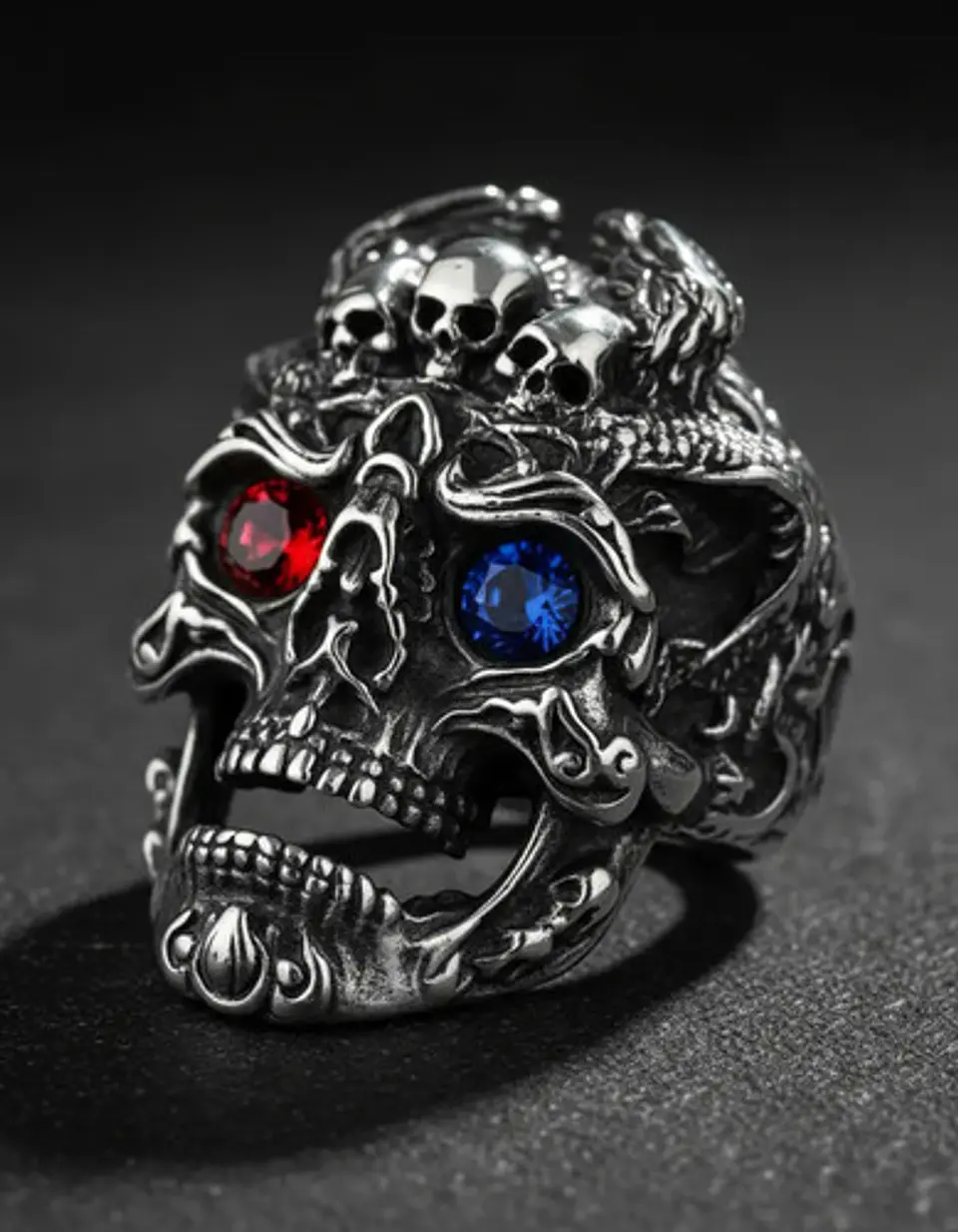 Anillo Color Plata Gótico Cráneo Skull Calavera Acero Hombre 10