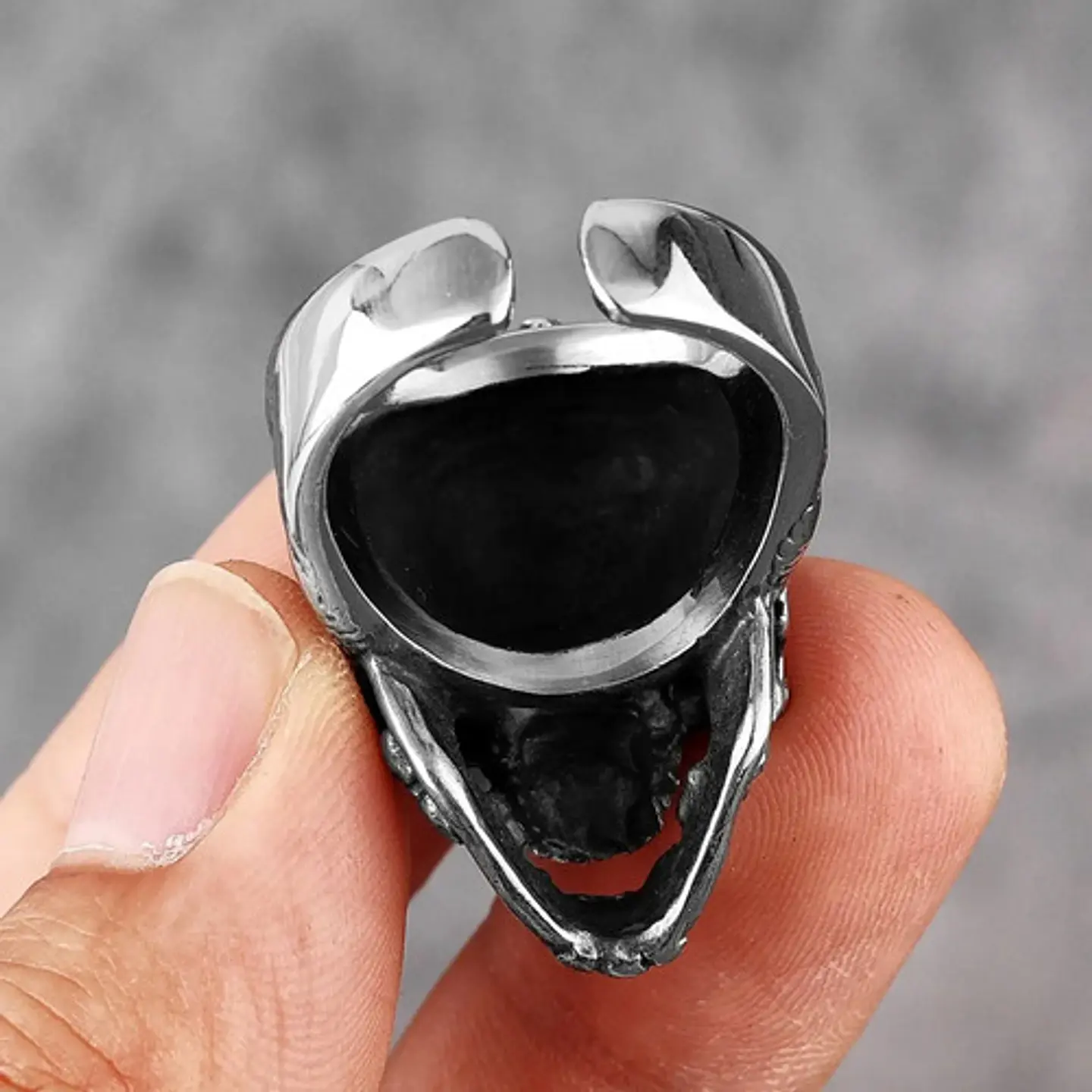 Anillo Color Plata Gótico Cráneo Skull Calavera Acero Hombre 12