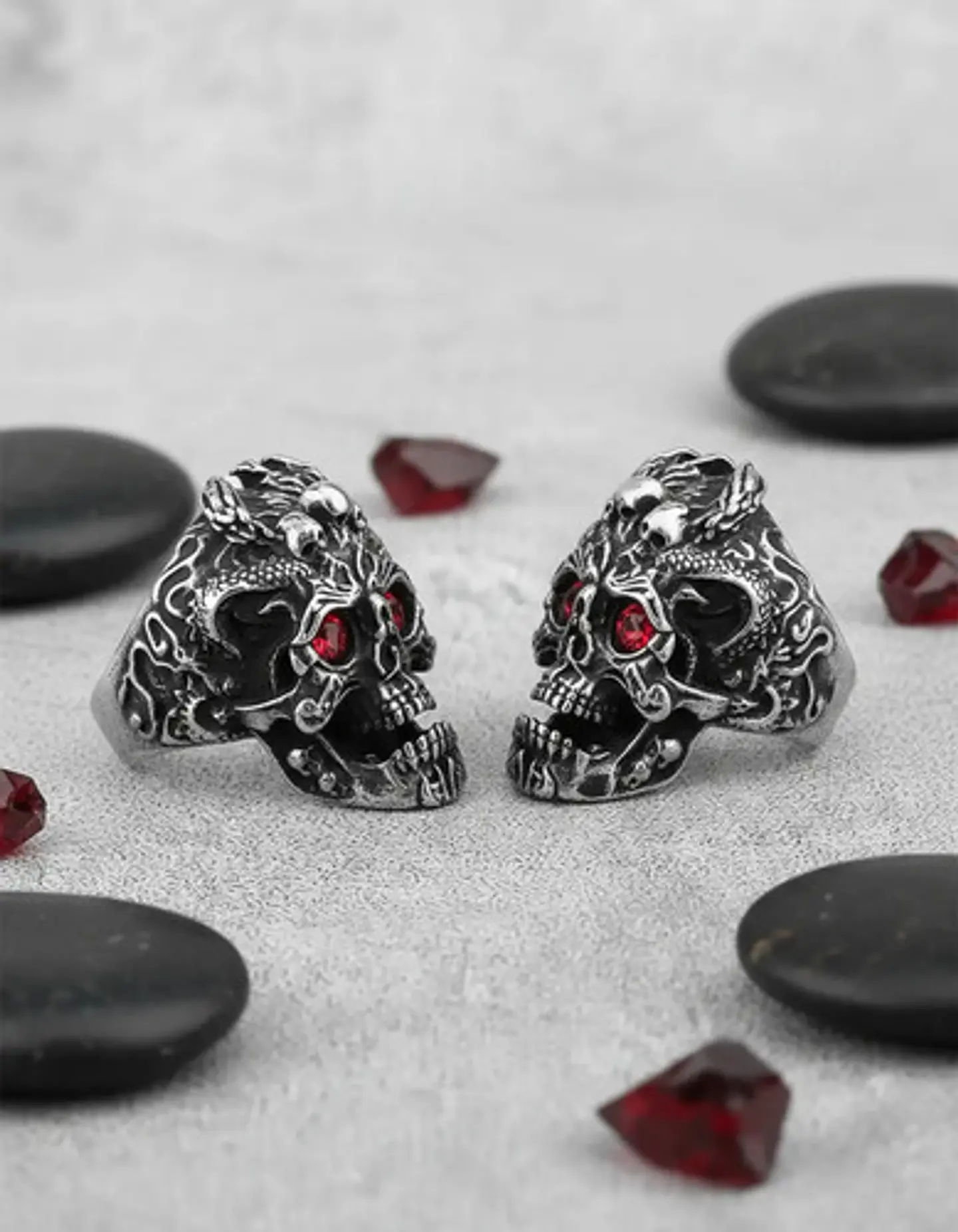 Anillo Color Plata Gótico Cráneo Skull Calavera Acero Hombre 13