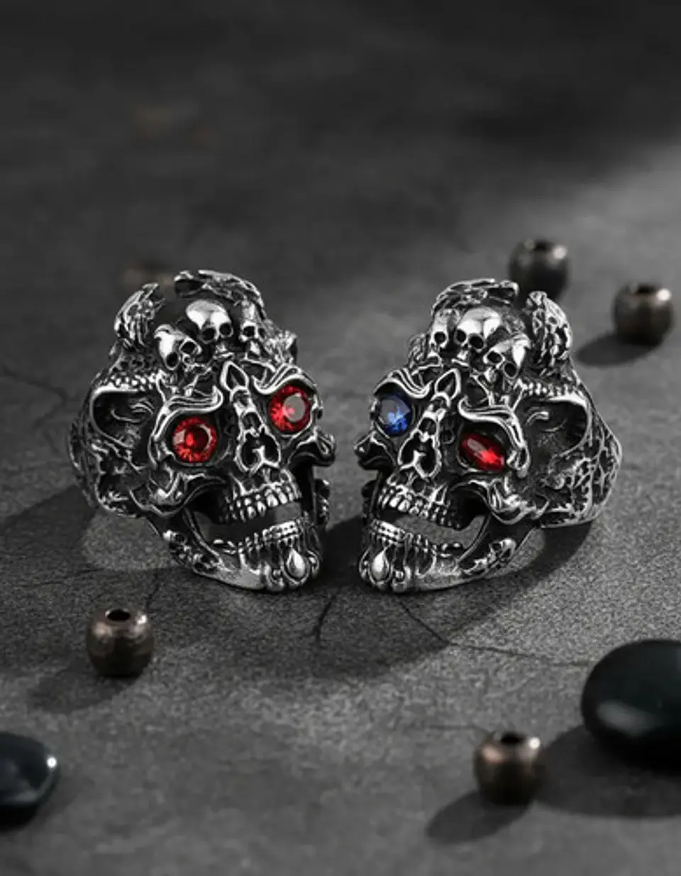 Anillo Color Plata Gótico Cráneo Skull Calavera Acero Hombre 15