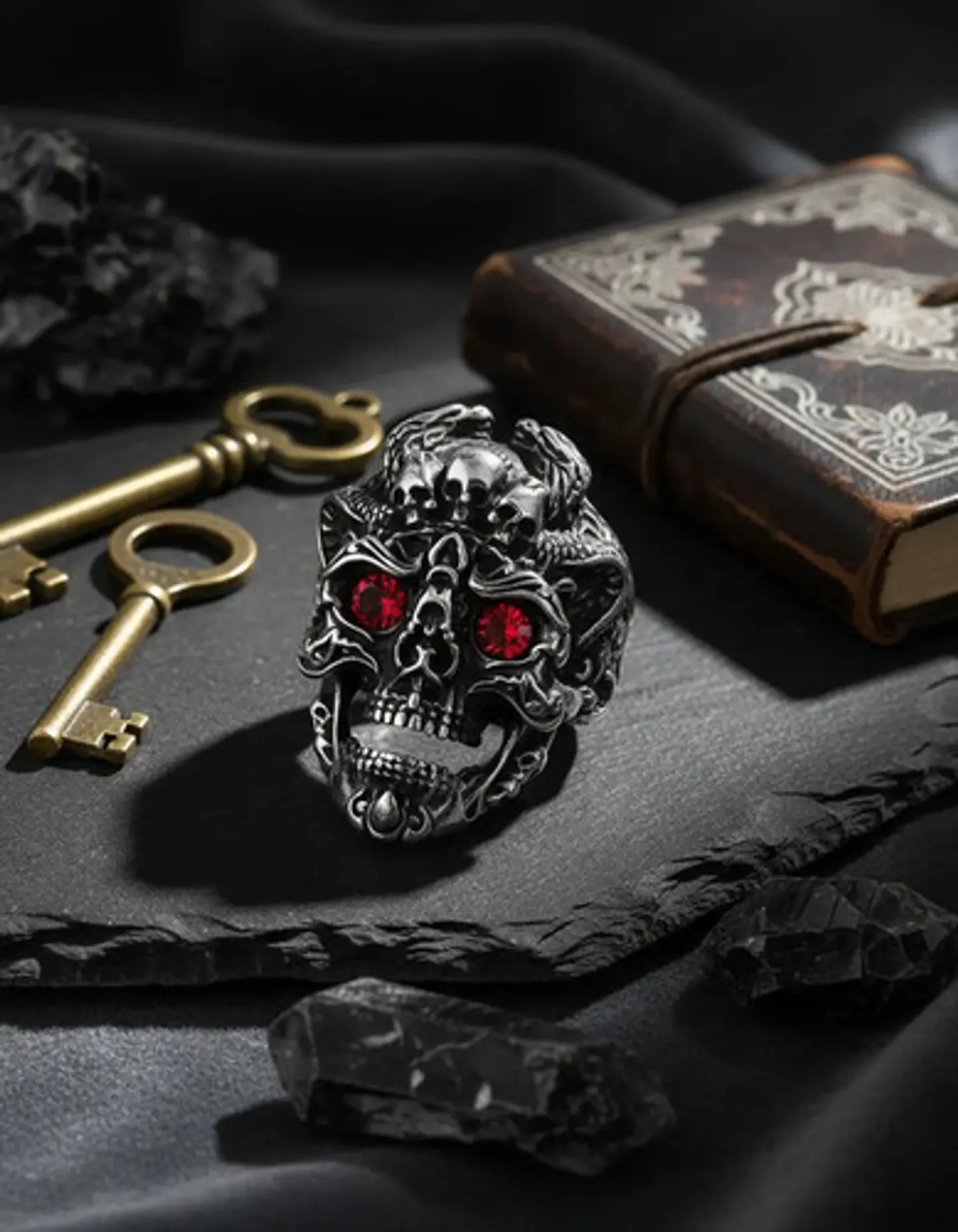 Anillo Color Plata Gótico Cráneo Skull Calavera Acero Hombre 17