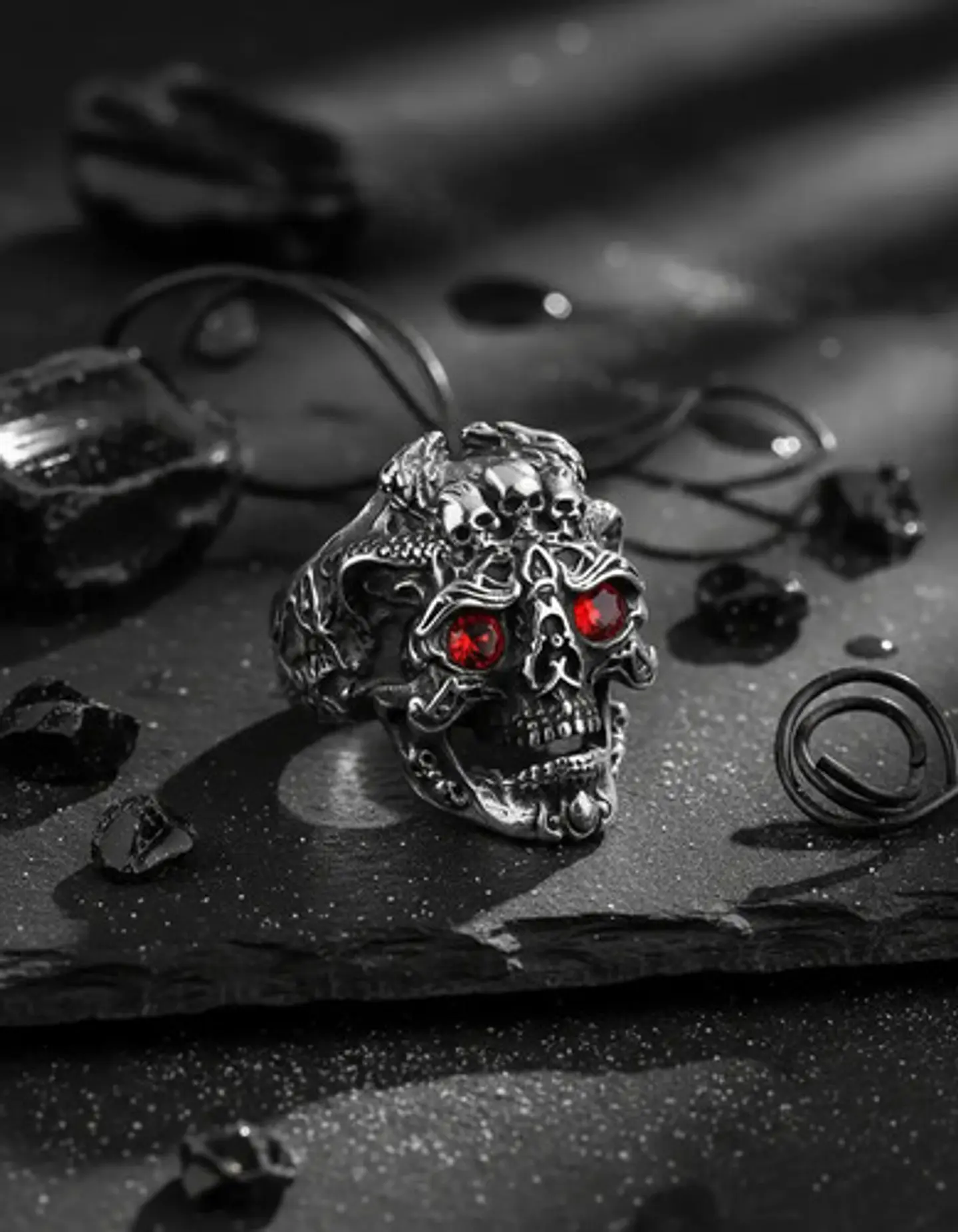 Anillo Color Plata Gótico Cráneo Skull Calavera Acero Hombre 18