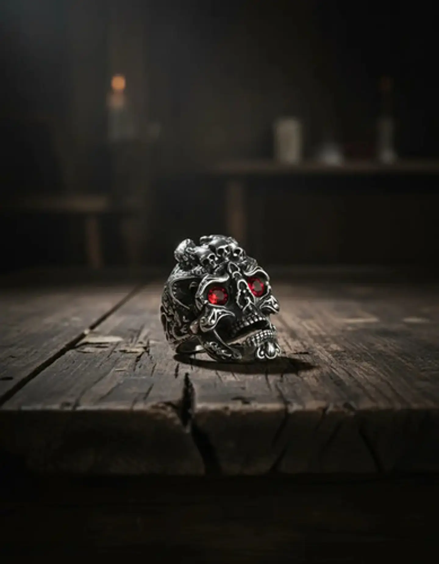 Anillo Color Plata Gótico Cráneo Skull Calavera Acero Hombre 20