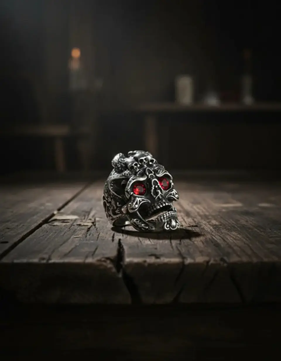 Anillo Color Plata Gótico Cráneo Skull Calavera Acero Hombre 20