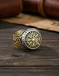 Anillo Acero Color Oro Vegvisir Yggdrasi Vikingo Para Hombre - Miniatura 2