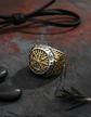 Anillo Acero Color Oro Vegvisir Yggdrasi Vikingo Para Hombre - Miniatura 4