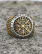 Anillo Acero Color Oro Vegvisir Yggdrasi Vikingo Para Hombre - Miniatura 7